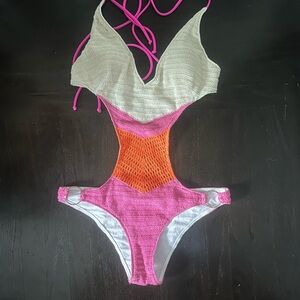 Victoria's Secret Pink and Orange Crochet Swimsuit